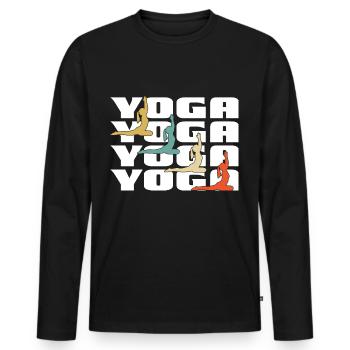 Méditation, Zen Yoga et Pilates - T-shirt manches longues Premium bio Homme - noir - Devant - Nico (187cm)