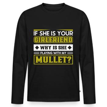 Mullet Frisur Vokuhila Frisur - Männer Premium Bio Langarmshirt - Schwarz - Vorne - Nico (187cm)