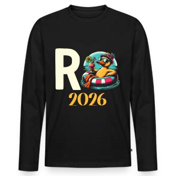 Pension de retraite 2026 Retraite - T-shirt manches longues Premium bio Homme - noir - Devant - Nico (187cm)