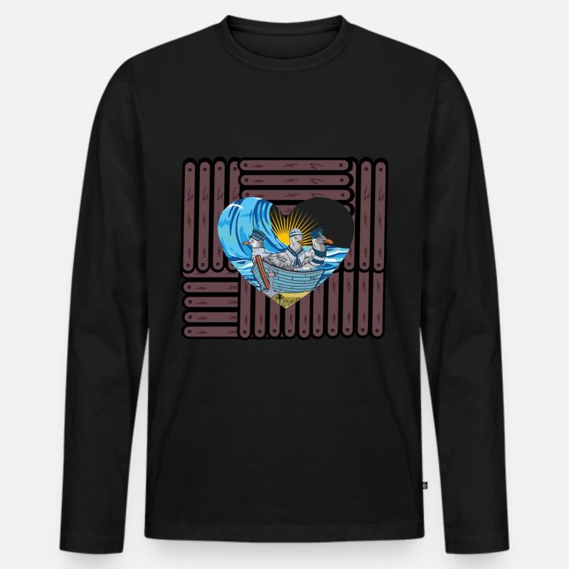 Möwen Möwe Meer Sonne Ozean Küste - Männer Premium Bio Langarmshirt - Schwarz