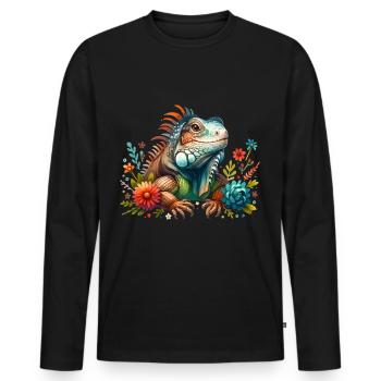 Iguana - Men's Premium Organic Long Sleeve Shirt - black - Front - Nico (187cm)