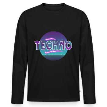 Techno - T-shirt manches longues Premium bio Homme - noir - Devant - Nico (187cm)