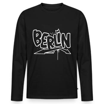 Berlin Graffiti - T-shirt manches longues Premium bio Homme - noir - Devant - Nico (187cm)