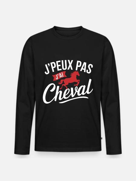 Cavalier Rouge Intense - T-shirt manches longues Premium bio Homme - noir