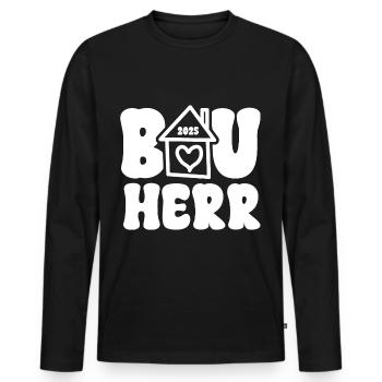 Bauherr 2025 Haus Häuslebauer Richtfest Hausbau - Männer Premium Bio Langarmshirt - Schwarz - Vorne - Nico (187cm)