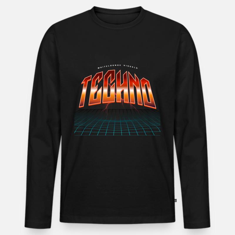 Techno - Männer Premium Bio Langarmshirt - Schwarz