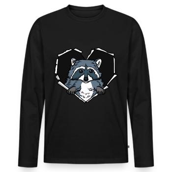 Crack Raccoon Torn Hole Raccoon - T-shirt manches longues Premium bio Homme - noir - Devant - Nico (187cm)