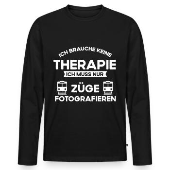 Trains Therapie Zug Spotter Eisenbahner Fotograf - Männer Premium Bio Langarmshirt - Schwarz - Vorne - Nico (187cm)