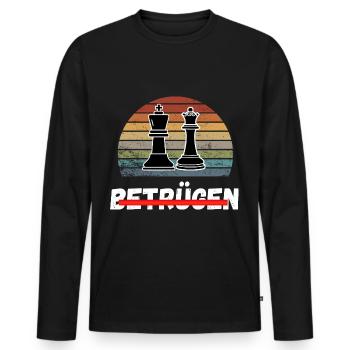 Schach Trend Chess Cheating Meme Queens Gambit - Männer Premium Bio Langarmshirt - Schwarz - Vorne - Nico (187cm)