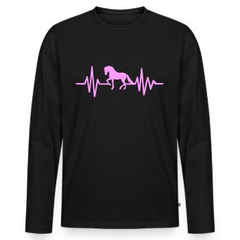 Horse Heart Rate Riding - Men's Premium Organic Long Sleeve Shirt - black - Front - Nico (187cm)