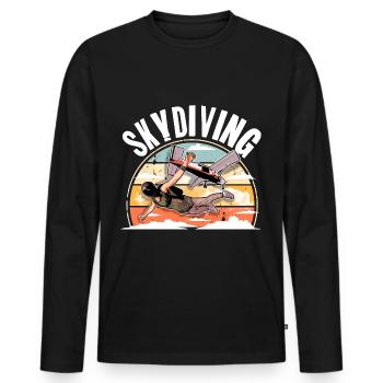 Skydiving Parachuting Parachute - Men's Premium Organic Long Sleeve Shirt - black - Front - Nico (187cm)