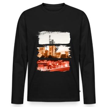 Frankfurt Vintage Retro Germany City Skyline - Men's Premium Organic Long Sleeve Shirt - black - Front - Nico (187cm)