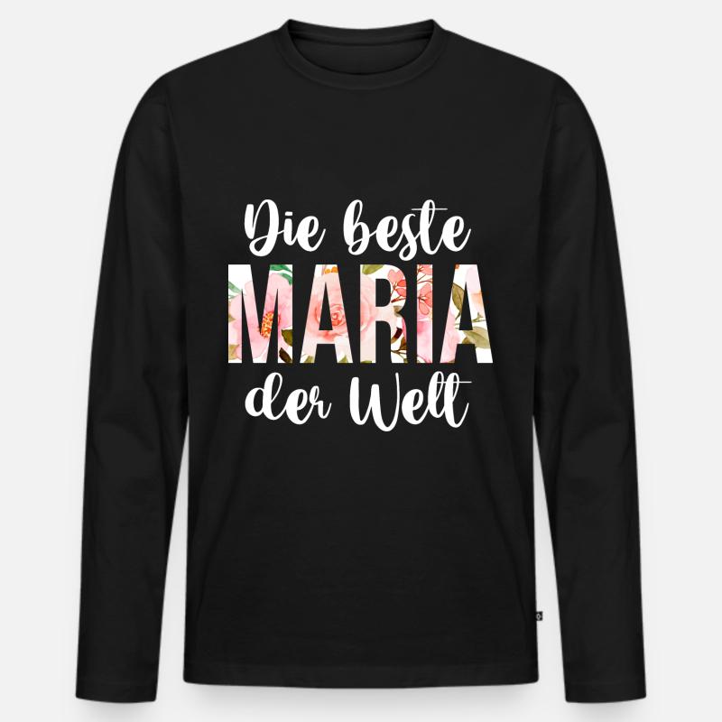 Maria - Männer Premium Bio Langarmshirt - Schwarz