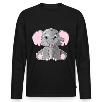 Baby Elephant - Men's Premium Organic Long Sleeve Shirt - black - Front - Nico (187cm)
