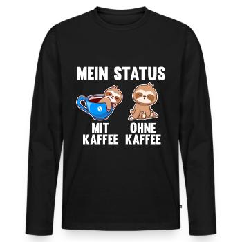 Faultier Mein Status Mit Kaffee Ohne Kaffee - Männer Premium Bio Langarmshirt - Schwarz - Vorne - Nico (187cm)