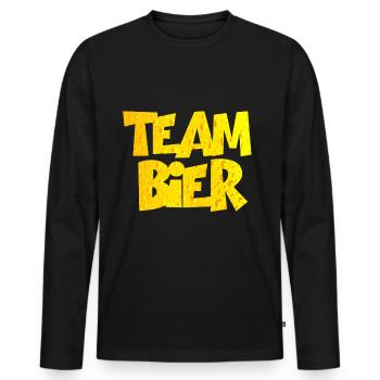 Team Bier - Männer Premium Bio Langarmshirt - Schwarz - Vorne - Nico (187cm)