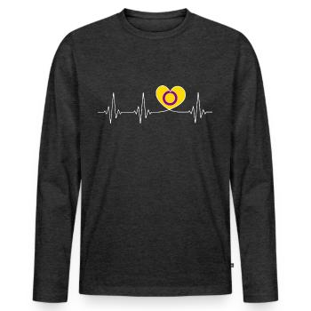 Intersexualité Rythme cardiaque Intersex Pride Month - T-shirt manches longues Premium bio Homme - anthracite chiné - Devant - Nico (187cm)