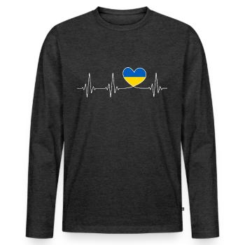 Heart of Ukraine home love of proud Ukrainian flag - Men's Premium Organic Long Sleeve Shirt - heather anthracite - Front - Nico (187cm)
