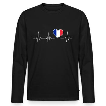 Herz Frankreich Heimatliebe Französische Flagge - Männer Premium Bio Langarmshirt - Schwarz - Vorne - Nico (187cm)