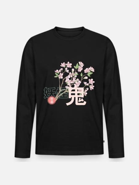 Cherry blossom japan - Men's Premium Organic Long Sleeve Shirt - black