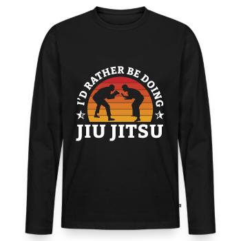 Jiu Jitsu BJJ Jiu-Jitsu Brésilien Rétro Cadeau - T-shirt manches longues Premium bio Homme - noir - Devant - Nico (187cm)