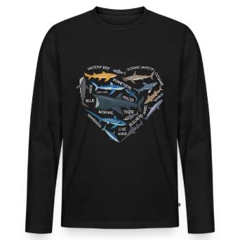 Shark Lovers Marine Biology Marine Animals Undergrowth - Men's Premium Organic Long Sleeve Shirt - black - Front - Nico (187cm)