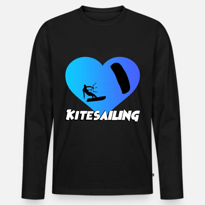 Kitesegeln - Männer Premium Bio Langarmshirt - Schwarz