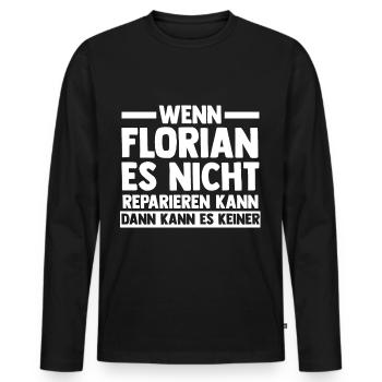 Florian - Männer Premium Bio Langarmshirt - Schwarz - Vorne - Nico (187cm)