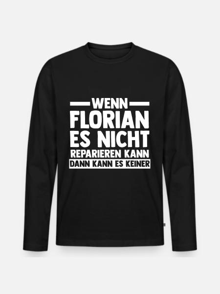Florian - Männer Premium Bio Langarmshirt - Schwarz