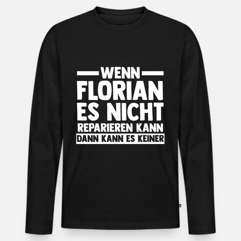 Florian - Männer Premium Bio Langarmshirt - Schwarz