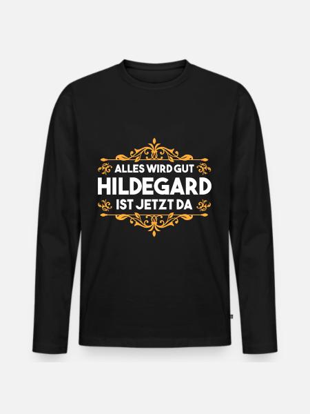 Hildegard - Männer Premium Bio Langarmshirt - Schwarz