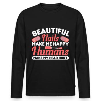 Nail Polish Nail Design Manicure Nail Studio Nails - Men's Premium Organic Long Sleeve Shirt - black - Front - Nico (187cm)