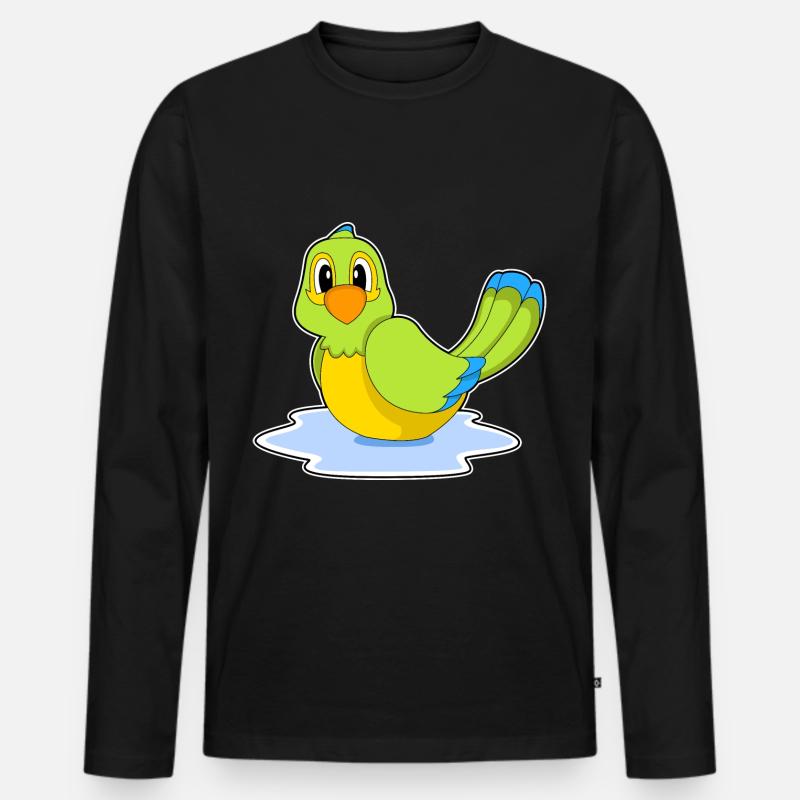 Papagei Schwimmen - Männer Premium Bio Langarmshirt - Schwarz