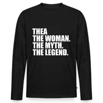 Woman Mythos Legende Name Thea - Männer Premium Bio Langarmshirt - Schwarz - Vorne - Nico (187cm)