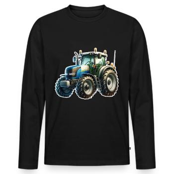 Traktor - Männer Premium Bio Langarmshirt - Schwarz - Vorne - Nico (187cm)