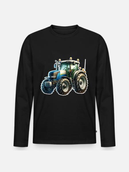 Traktor - Männer Premium Bio Langarmshirt - Schwarz