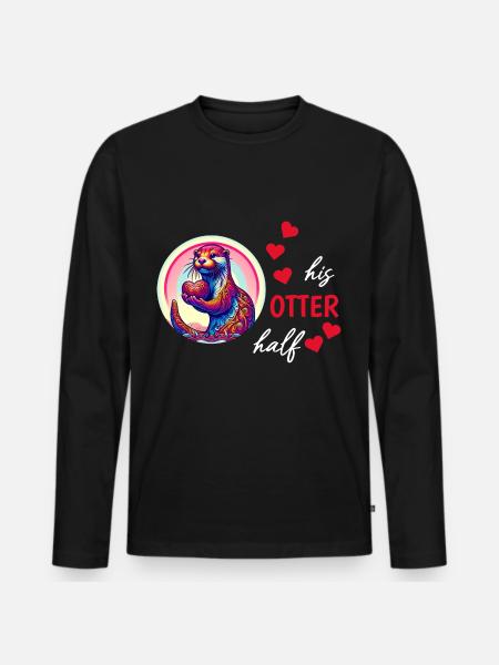 Otter Half Love Gift - Men's Premium Organic Long Sleeve Shirt - black