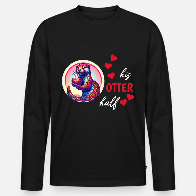 Otter half liebe geschenk - Männer Premium Bio Langarmshirt - Schwarz