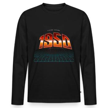 1950 Année de naissance Année de naissance - T-shirt manches longues Premium bio Homme - noir - Devant - Nico (187cm)