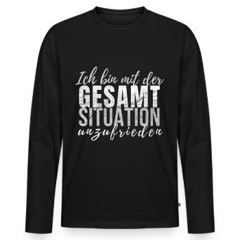Ich bin mit der Gesamtsituation unzufrieden - Männer Premium Bio Langarmshirt - Schwarz - Vorne - Nico (187cm)