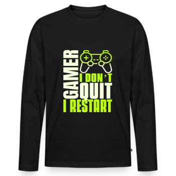 Joueurs d’esports de jeu - T-shirt manches longues Premium bio Homme - noir - Devant - Nico (187cm)