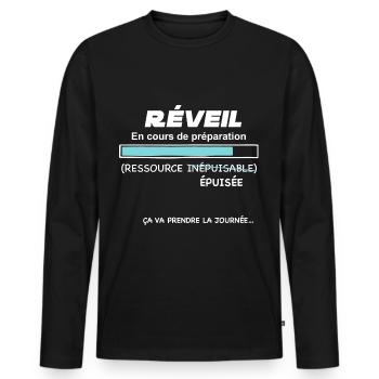 Réveil Humour Téléchargement En Cours - T-shirt manches longues Premium bio Homme - noir - Devant - Nico (187cm)