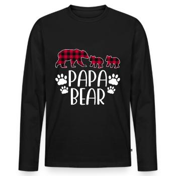 Papa Bear - Men's Premium Organic Long Sleeve Shirt - black - Front - Nico (187cm)