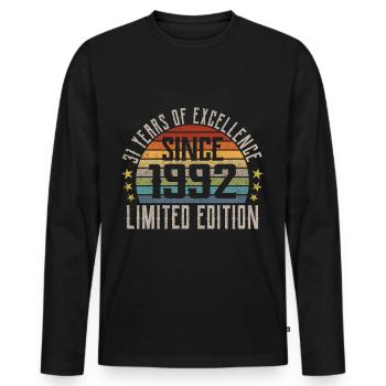 Édition Limitée 1992 31ème Cadeau d’Anniversaire - T-shirt manches longues Premium bio Homme - noir - Devant - Nico (187cm)