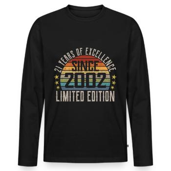 Édition Limitée 2002 21ème Cadeau Anniversaire - T-shirt manches longues Premium bio Homme - noir - Devant - Nico (187cm)