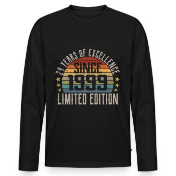 Édition limitée 1999 24e anniversaire Cadeau - T-shirt manches longues Premium bio Homme - noir - Devant - Nico (187cm)