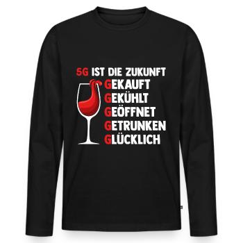 5G ist die Zukunft Wein - Männer Premium Bio Langarmshirt - Schwarz - Vorne - Nico (187cm)