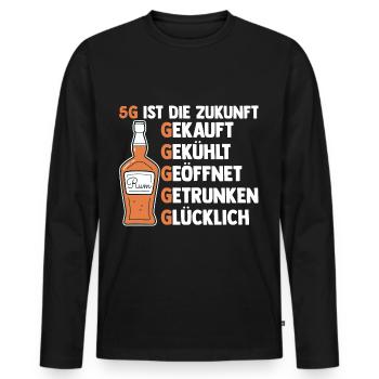 5G ist die Zukunft Rum - Männer Premium Bio Langarmshirt - Schwarz - Vorne - Nico (187cm)