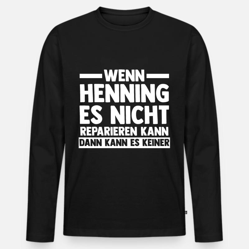 Henning - Männer Premium Bio Langarmshirt - Schwarz