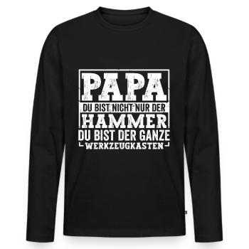 Papa du bist der Hammer - Männer Premium Bio Langarmshirt - Schwarz - Vorne - Nico (187cm)